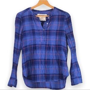 Anthro. Holding Horses Blue/Orange Flannel - XS